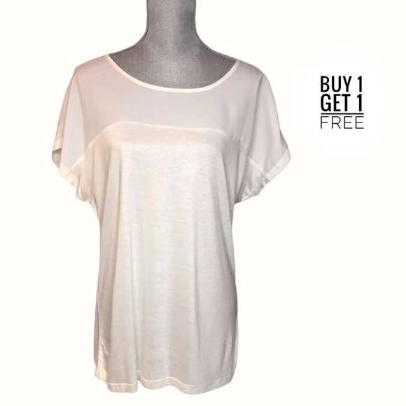 Mudo COLLECTION Cream Chiffon Neck Top NEW XL - Picture 1 of 16